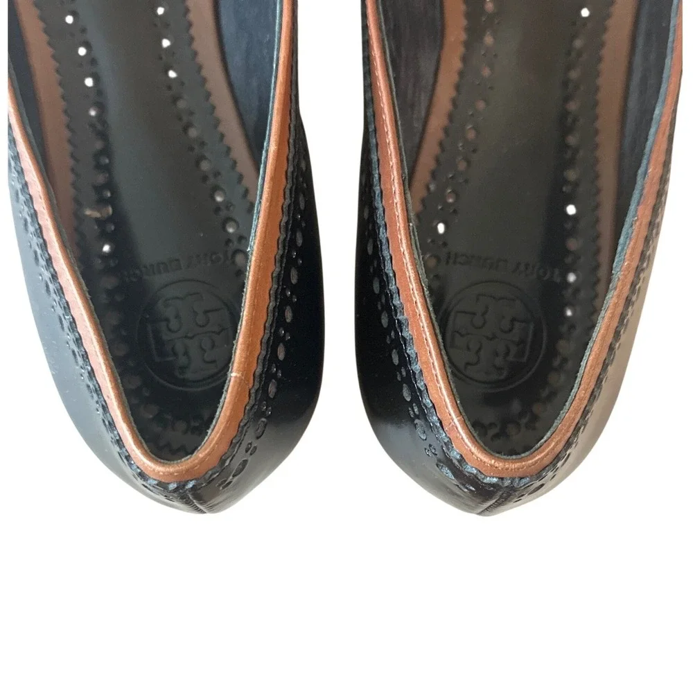 Tory Burch Darlene Two-Tone‎ Wingtip Pointed Toe Leather Flats 8.5